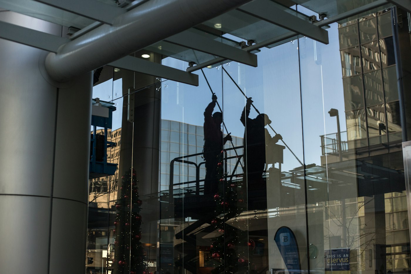 Glass facade of a high-rise tower