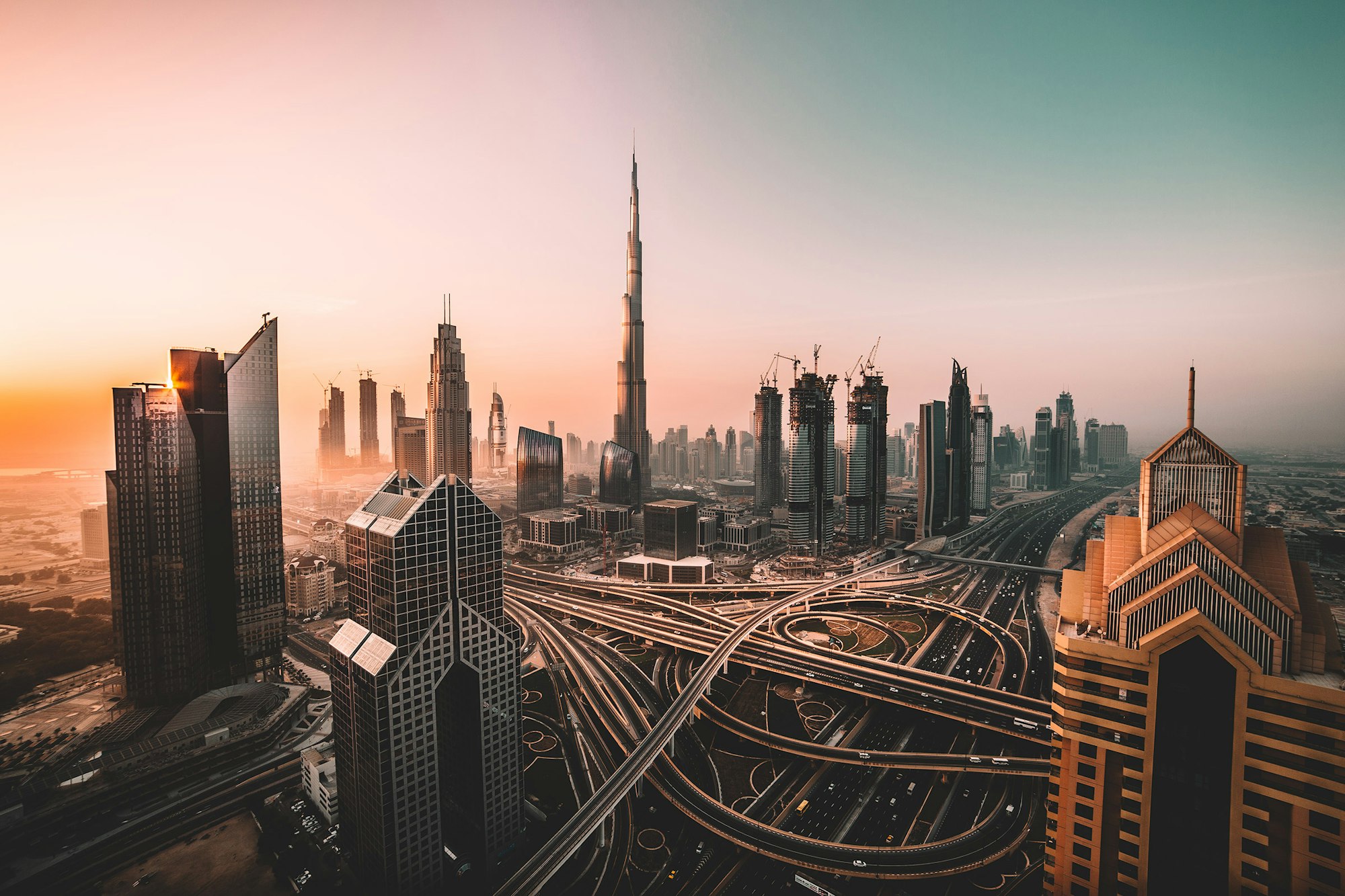 Dubai skyline at dusk, where Clevra provides professional cleaning services